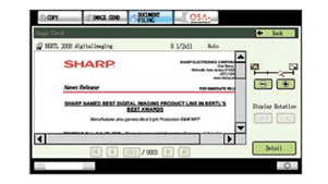 Sharp 8.5, control panel, UI, Executex Office Technologies