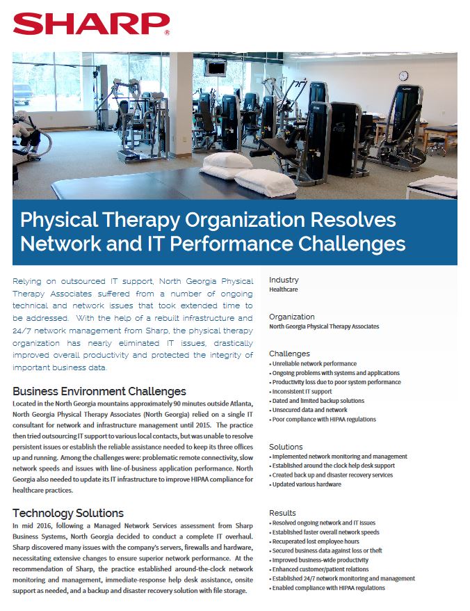 Sharp, Physical Therapy Organization, Case Study, Executex Office Technologies