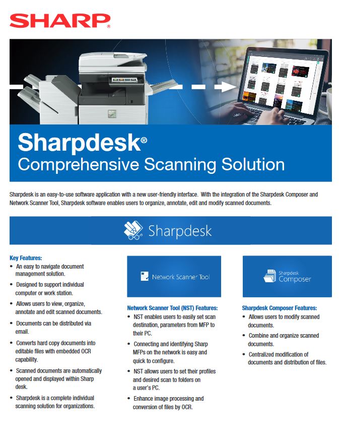 Sharp, Sharpdesk, scanning solution, Executex Office Technologies