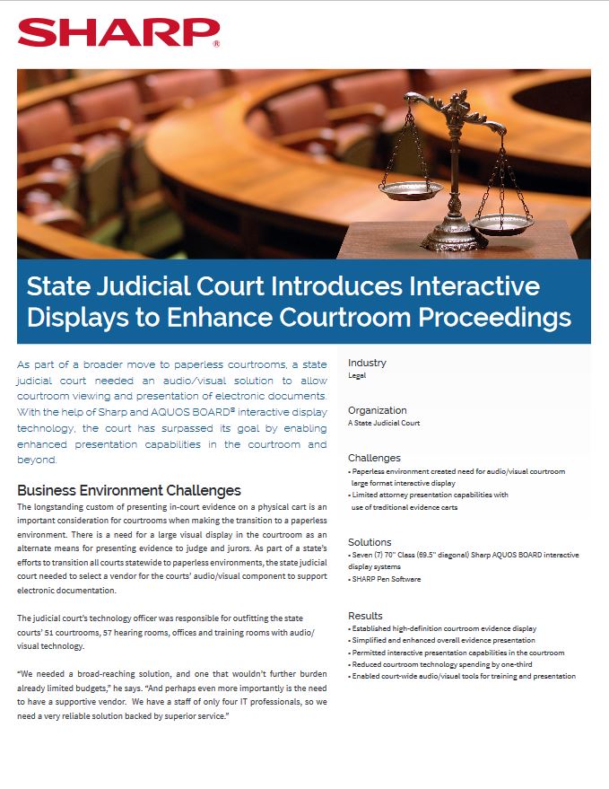 Sharp, State Judicial Court, Case Study, Legal, Executex Office Technologies