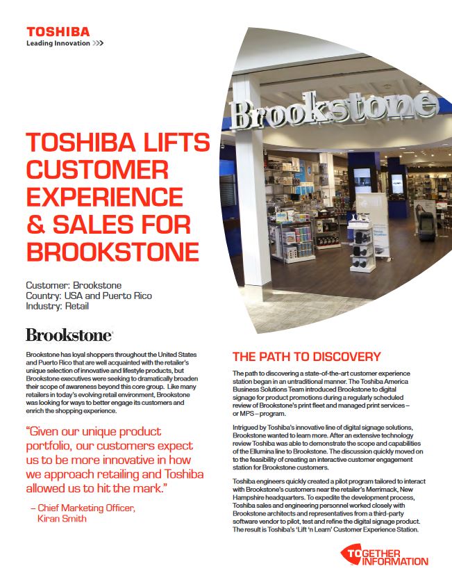 Brookstone, Case Study, Digital Signage, Toshiba, Executex Office Technologies